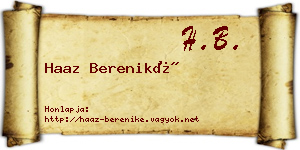 Haaz Bereniké névjegykártya